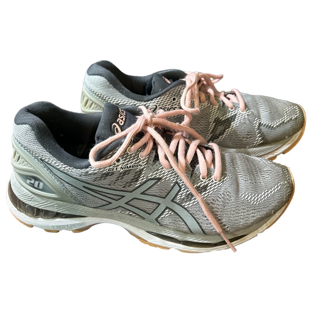 ASICS pink and gray mesh sneakers size 7